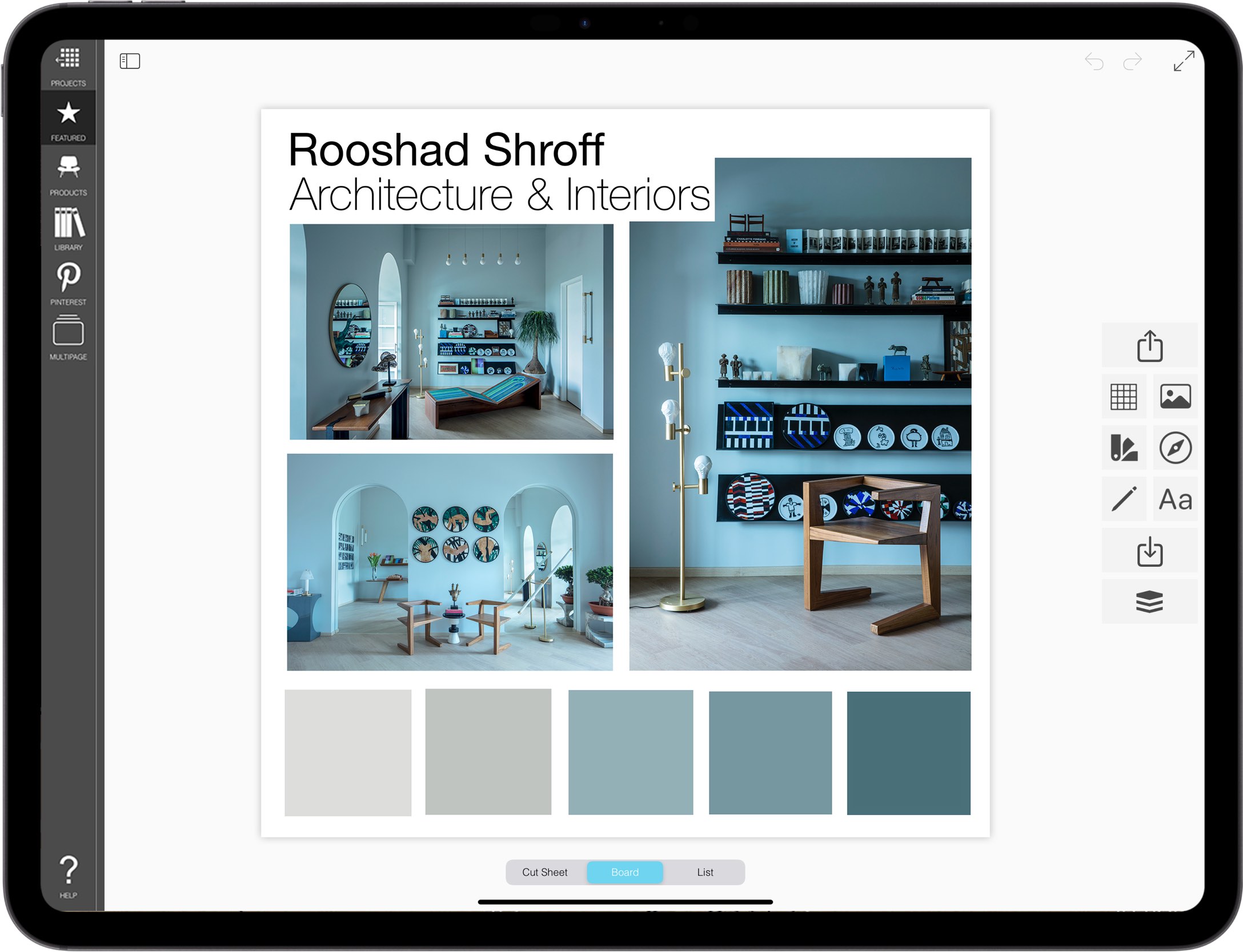 best Pro interior designer app for iPad_E3_best Pro interior designer app for iPad_moodboard maker_moodboards_mood board maker_04_Color Study mood board_Rooshad Shroff